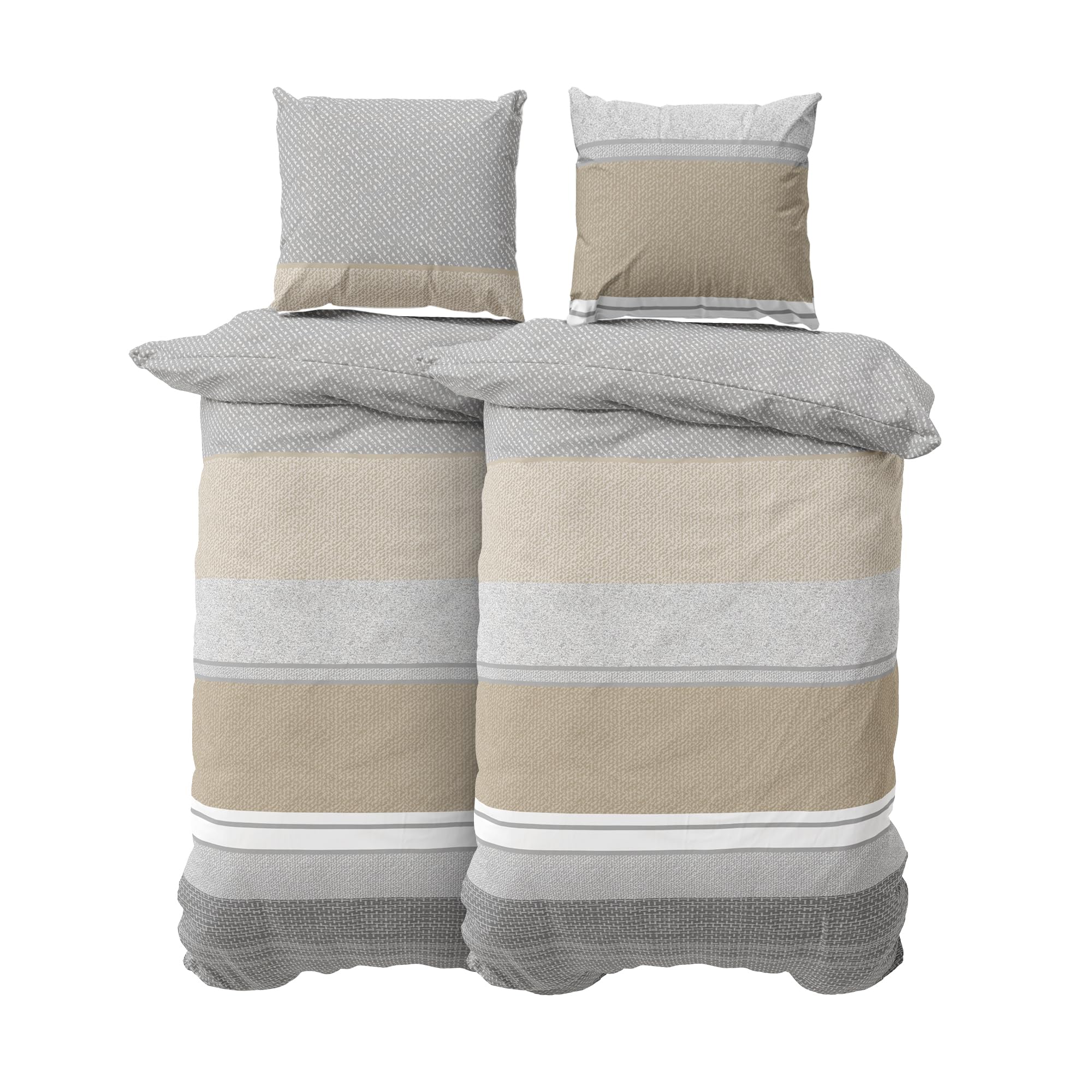 Biancheria da letto di alta qualità, 135 x 200 cm, 4 pezzi, copripiumino da 135 x 200 cm, con 2 federe da 80 x 80 cm, 2 copripiumini in cotone traspirante con chiusura lampo, set di biancheria