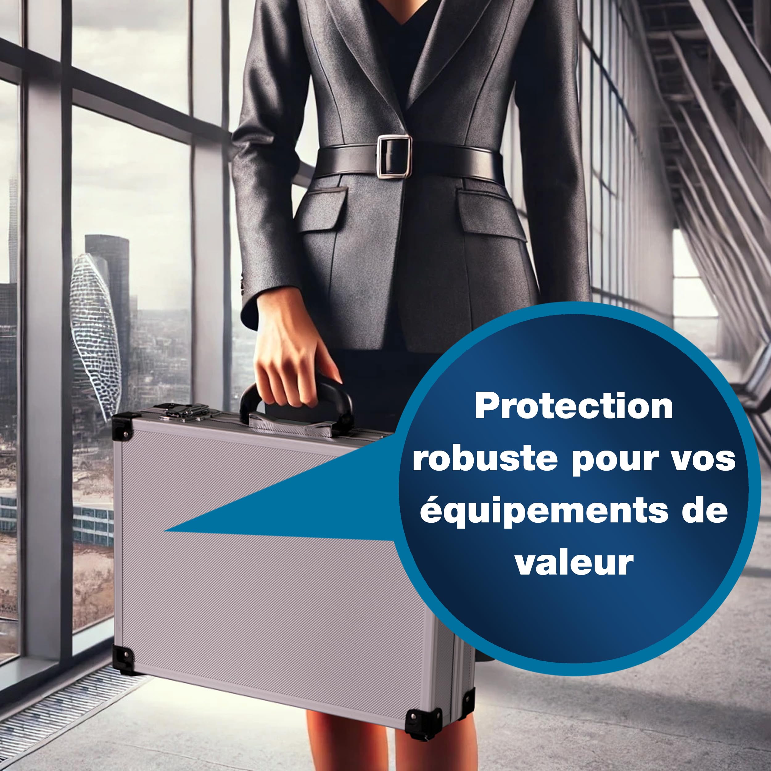 PeakTech 7260 - Mallette Universelle pour Instruments de Mesure, Mallette Robuste en Aluminium, Compartiment à Outils, Rembourrage en Mousse, Verrouillable, Anti-Poussière, L - 370 x 230 x 80mm