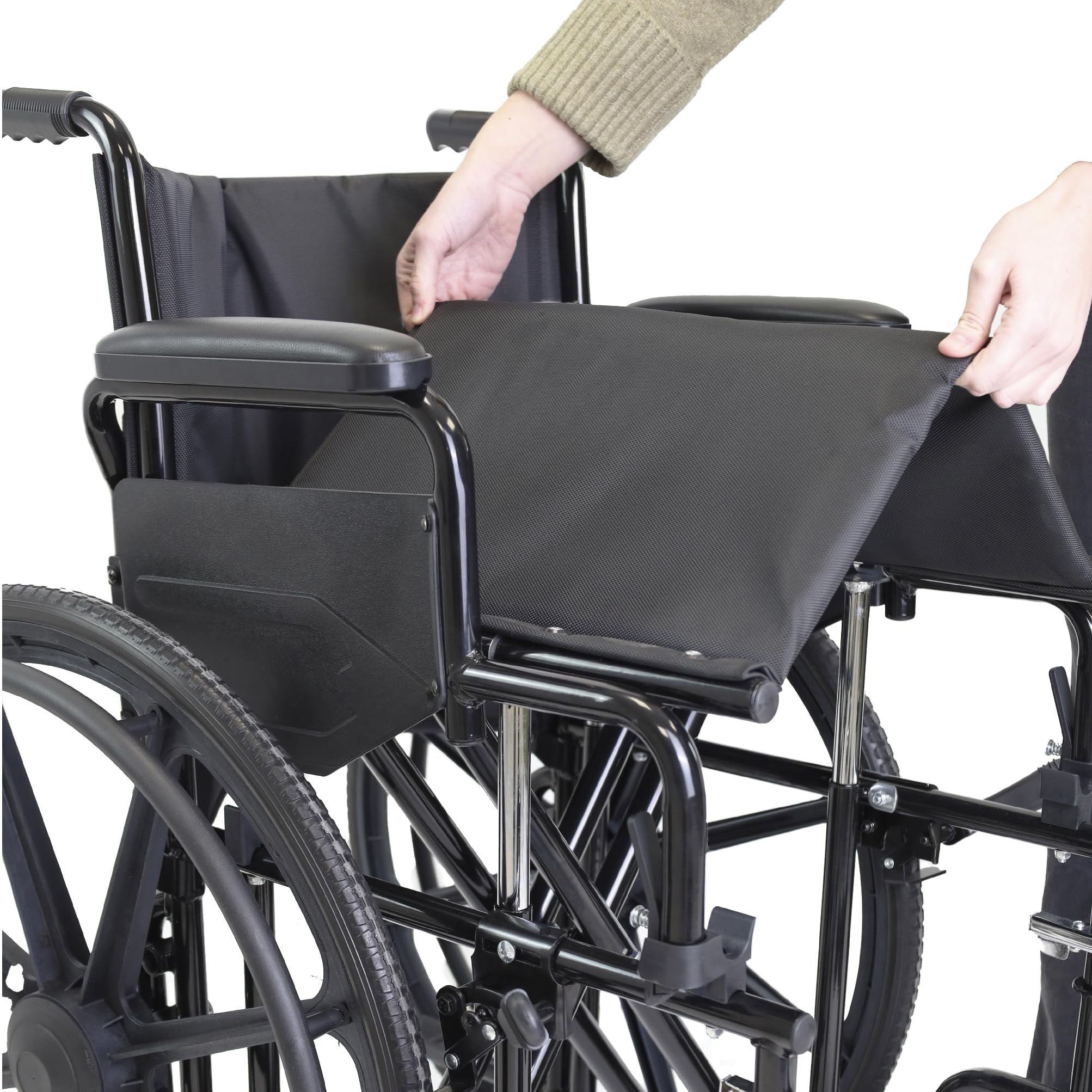 Silla de Ruedas Ancha Bariátrica (Asiento 55 cm), Soporta 225kg, Estructura de Acero con Freno, Reposabrazos y Reposapies Abatibles