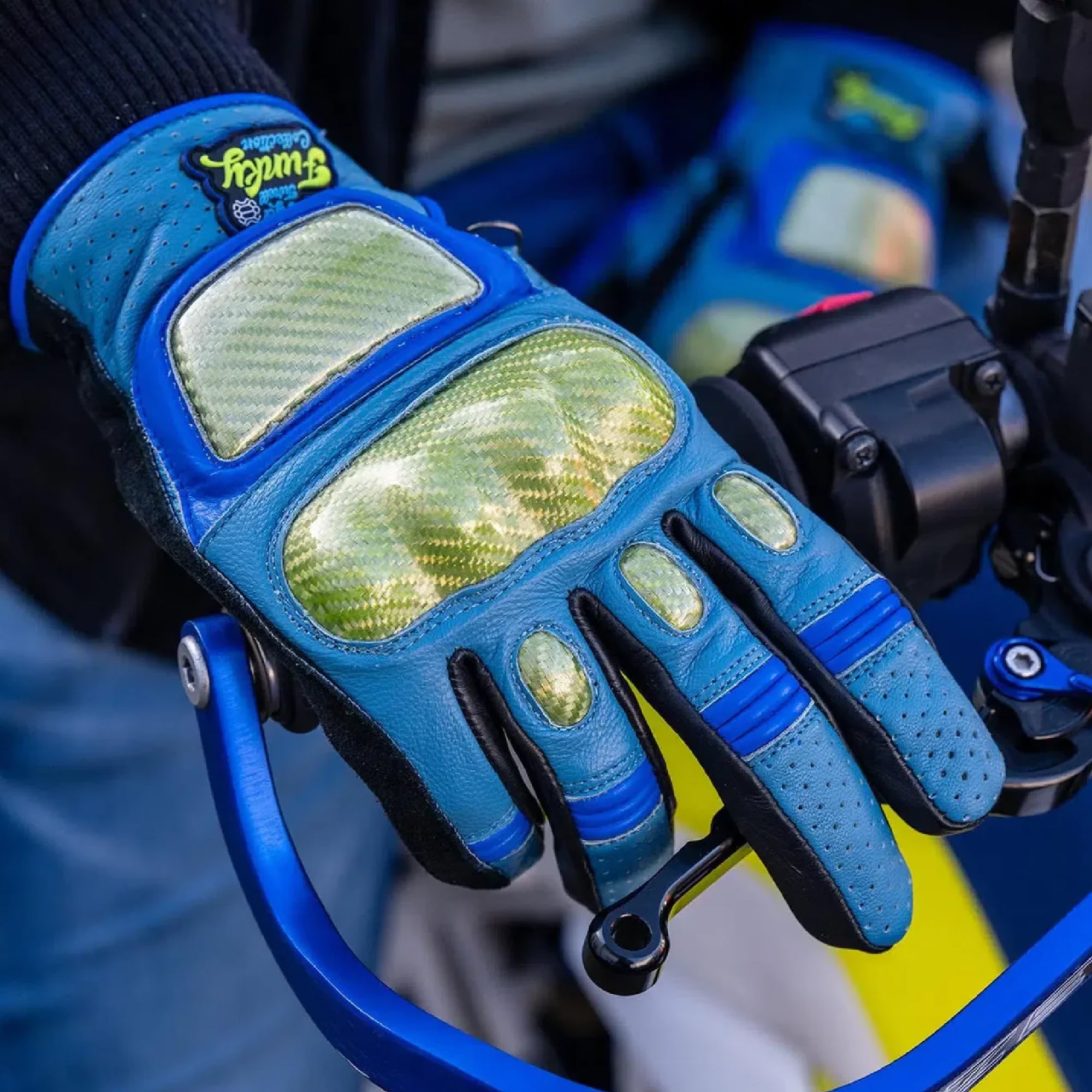Motorradhandschuhe Funky Collection Leder - Motorradhandschuhe Herren aus Echtleder - Motorrad Handschuhe Herren - in vielen bunten Designs - Stylisch & Sicher