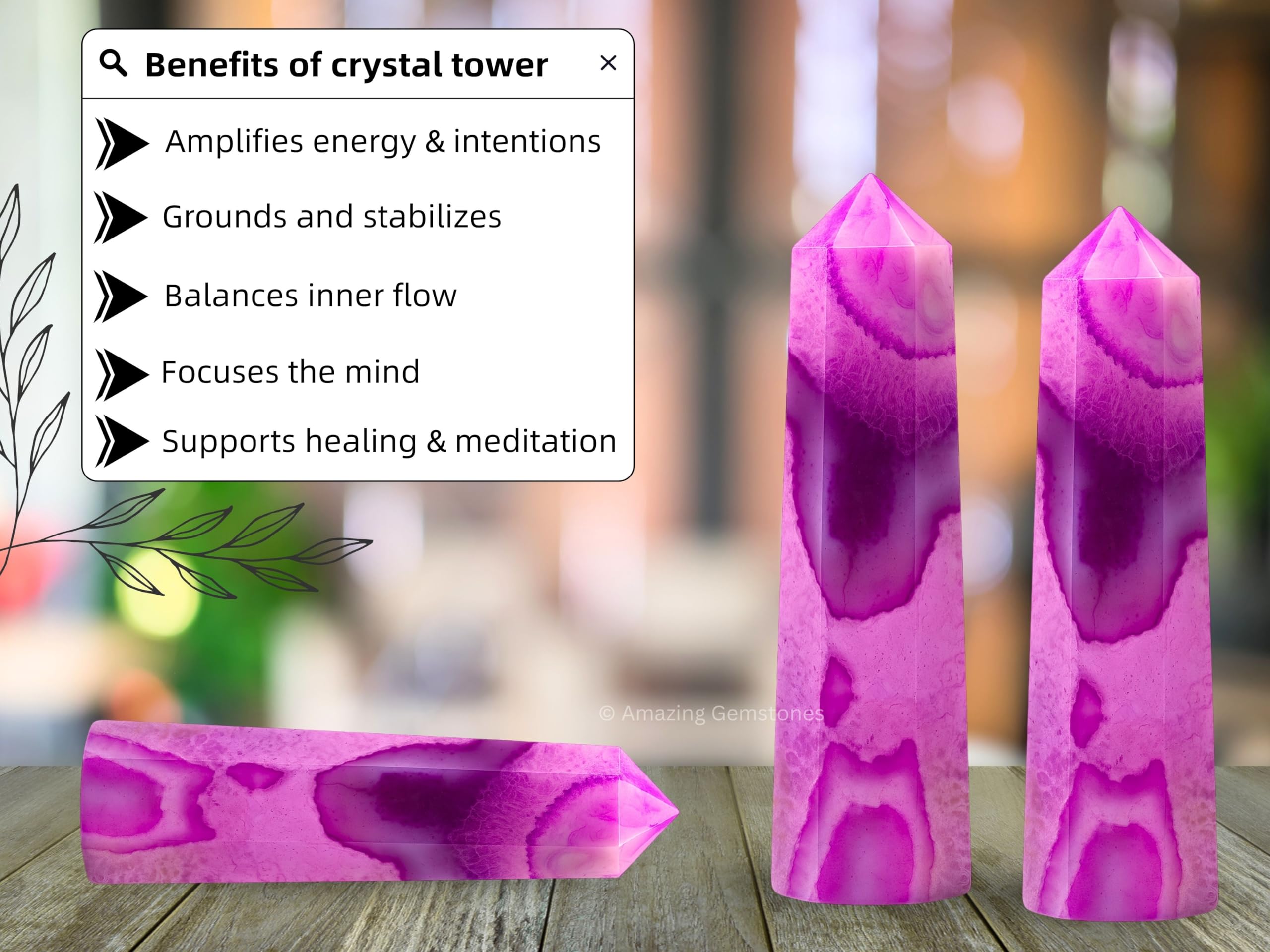 Amazon.com: Amazing Gemstone Pink Agate Crystal Towers - Natural