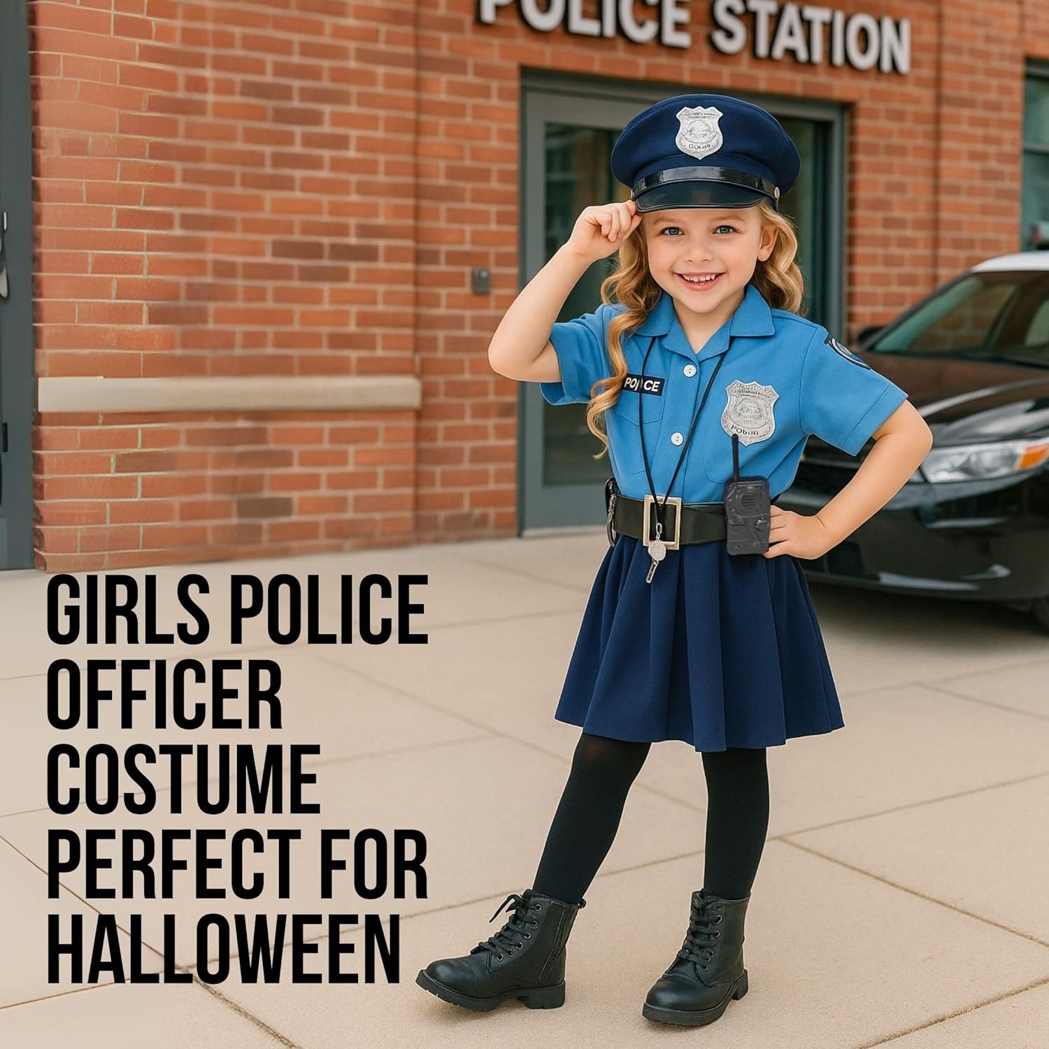 Morph Police Officer Costume For Girls, Cop Costume For Girls, Girl Police Officer Costumes Blue, Kids Halloween Costumes - Image 5