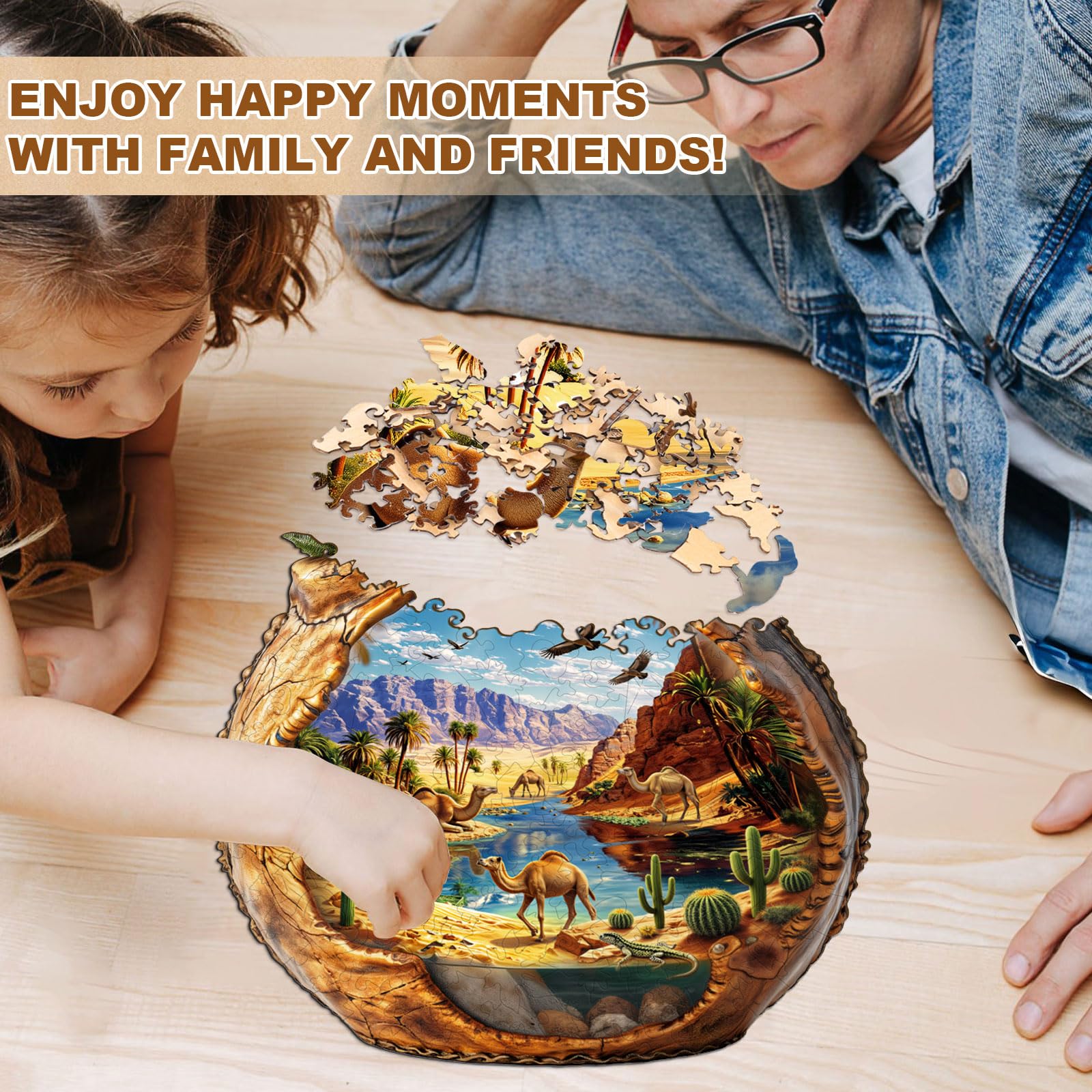 Erwachsenen Holzpuzzle, Holzpuzzle Wüstenoase, Holzpuzzle für Erwachsene, Geburtstags Damen und Herren, Familienpuzzle-Spiel (L- 37 × 30,2 cm 250 Teile)