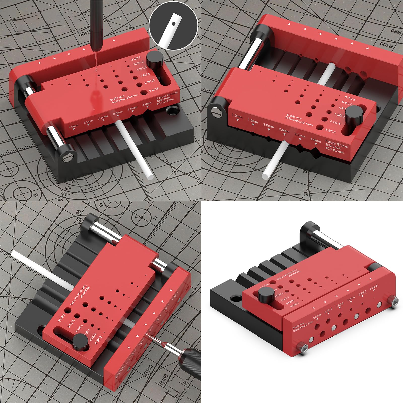 Posicionamiento portátil de perforación para aplicaciones precisas de tacos de madera y metalurgia, localizador de agujeros de taladro de carpintería