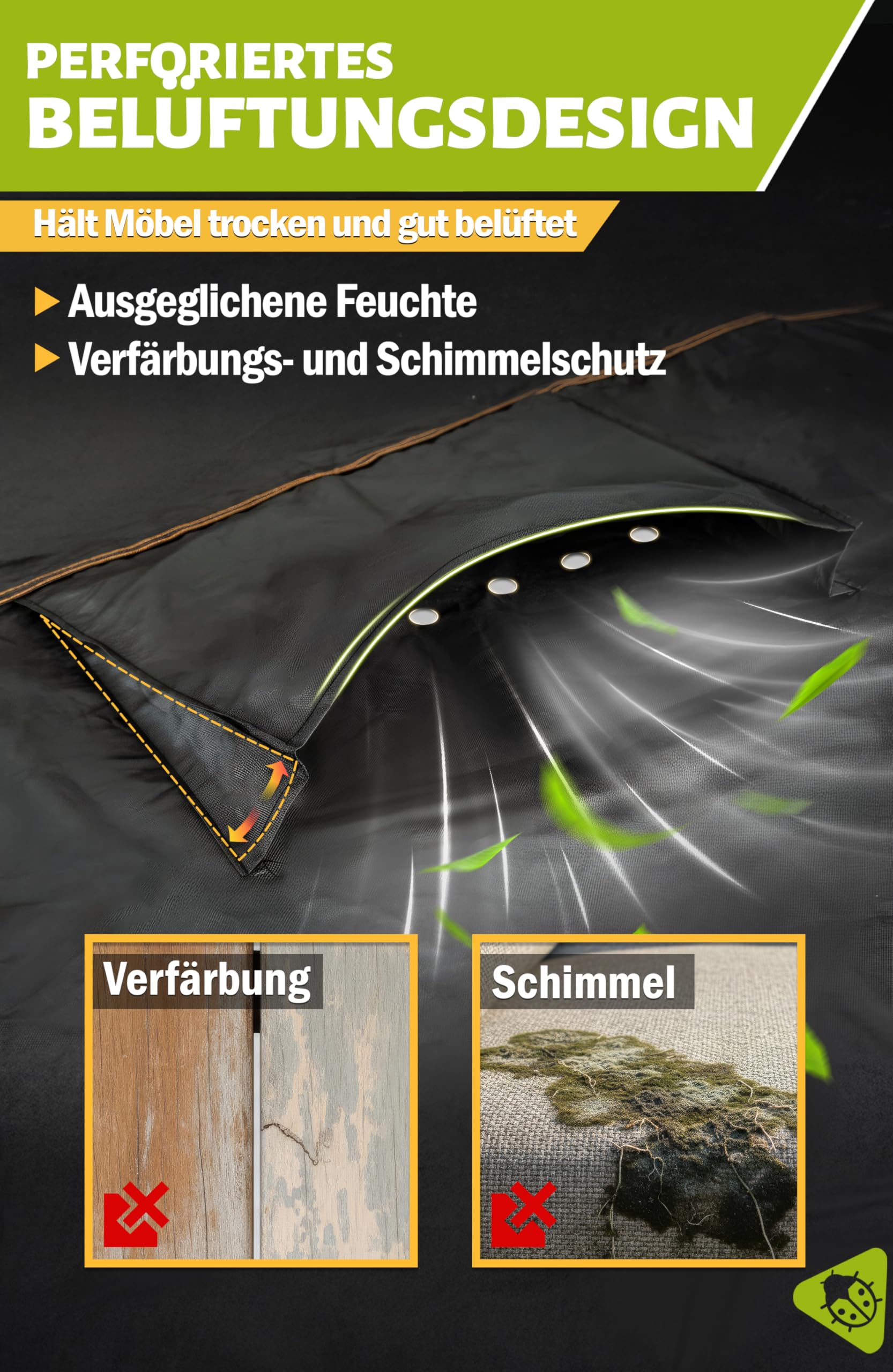 Menz Gartenmöbel Abdeckung 250x200x90cm, Abdeckplane Gartenmöbel, Schutzhülle Gartenmöbel, wasserdicht, Winterfest, UV-Schutz für Gartentisch, Lounge und Sitzgruppe