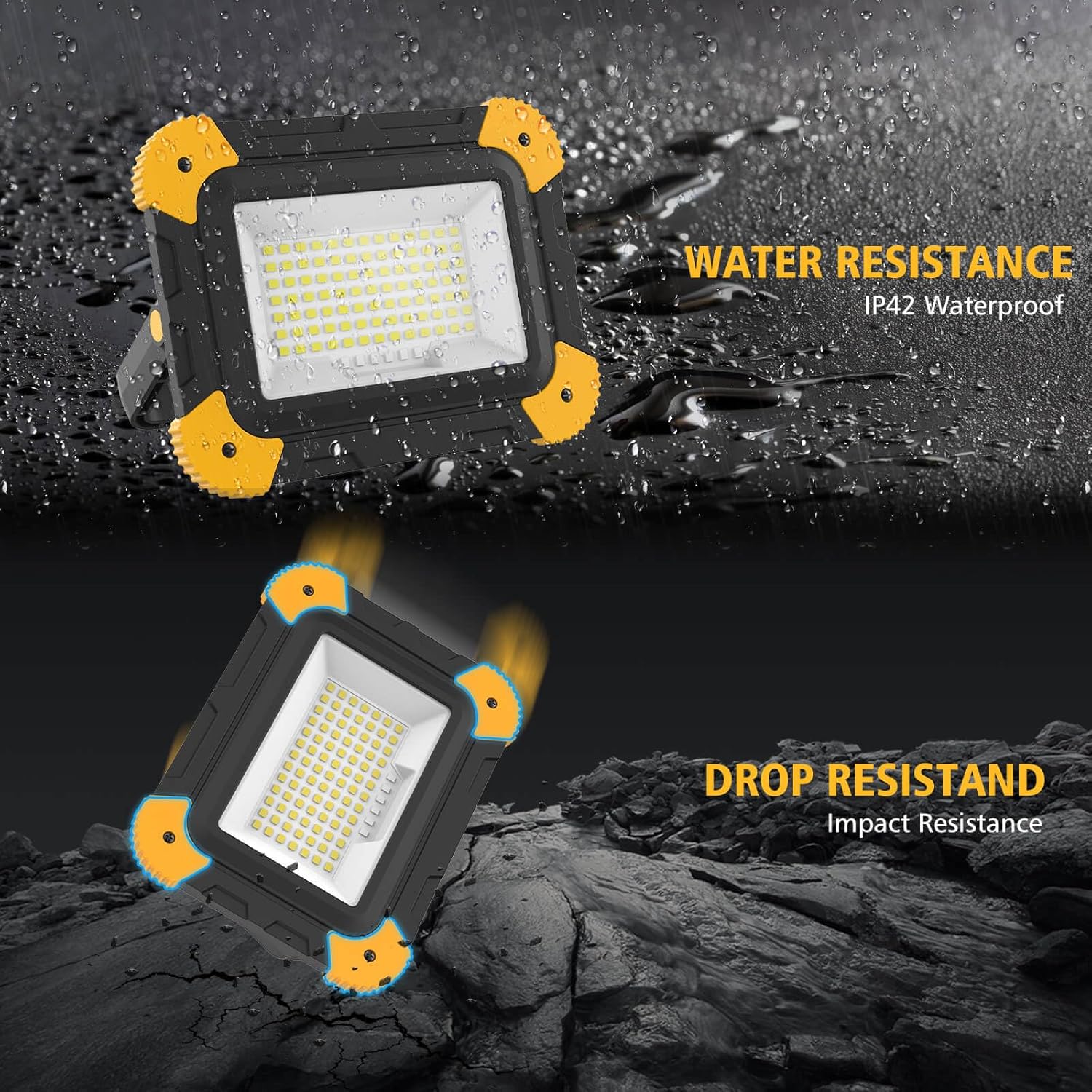 Rechargeable Magnetic Work Light, 40W Portable LED Flood Light Battery Powered, Waterproof Work Lights Cordless Job Site Lighting 180° Rotate for Outdoor Camping Garage Mechanics, Gifts for Men - Image 8