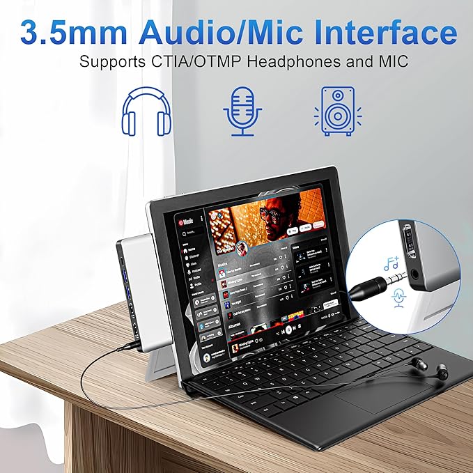 Docking Station Yeemie Pro para Surface Pro 9/10/11/X con 8 Puertos miniatura 8