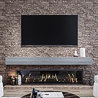 Vista 1 de Mantel para chimenea de 48 pulgadas, estante flotante con acabado rústico, estante de pared de madera con soporte invisible resistente
