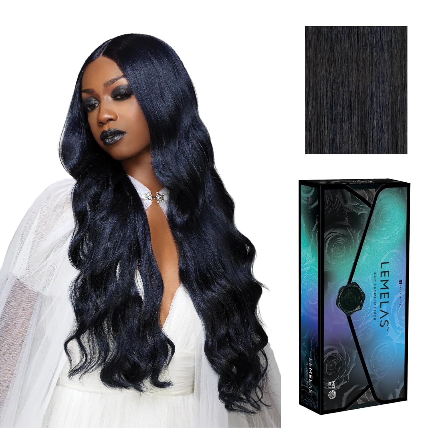Sensationnel Lemelas Lace Wig - Velora 5 Inch Deep Parting Glueless Ear to Ear Synthetic with Natural Density Preplucked Hairline (MIDNIGHTSAPPHIRE)