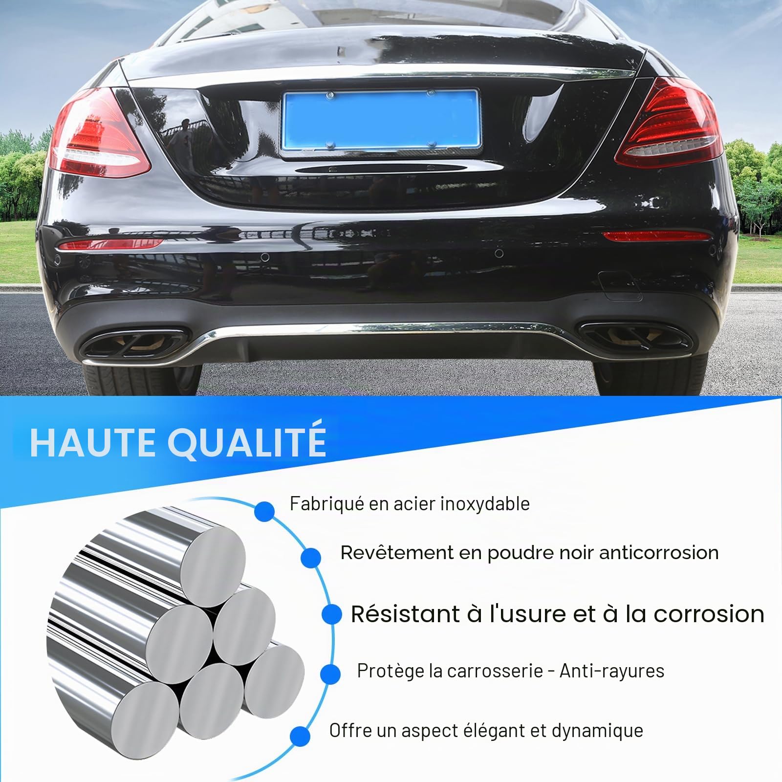2 coques pour recouvrir les pots d'échappement - En acier - Noir brillant