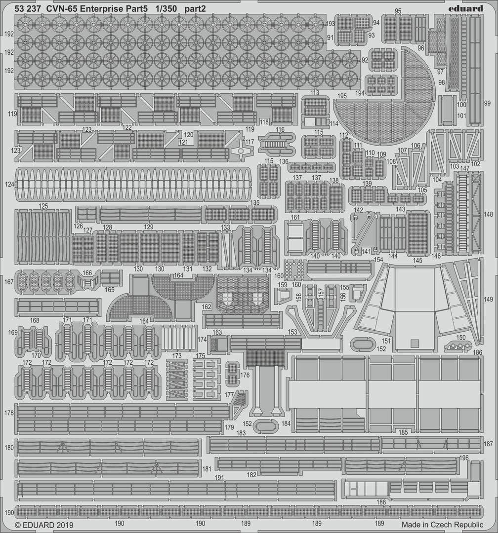 Eduard EDBIG5352 Big Ed 1:350-CVN-65 Enterprise Part II Model Kit Photo Etch Set, Various