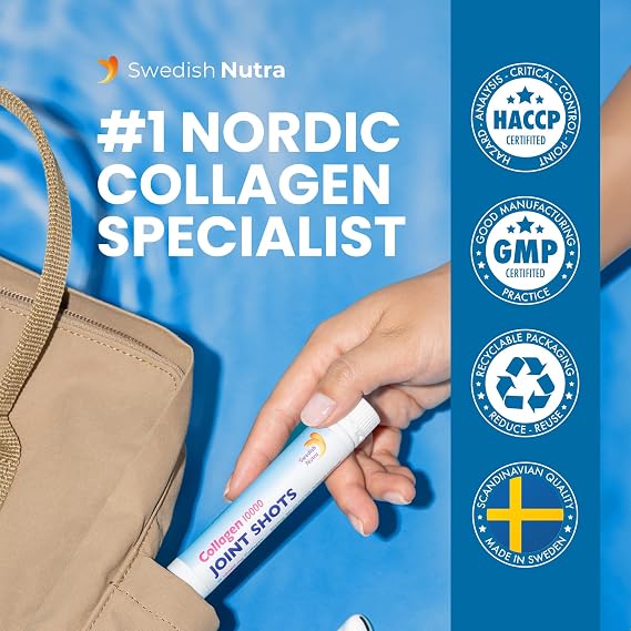 Swedish Nutra Joint Shots, 10,000 mg Liquid Collagen, 20 Days, 20 x 25 ml