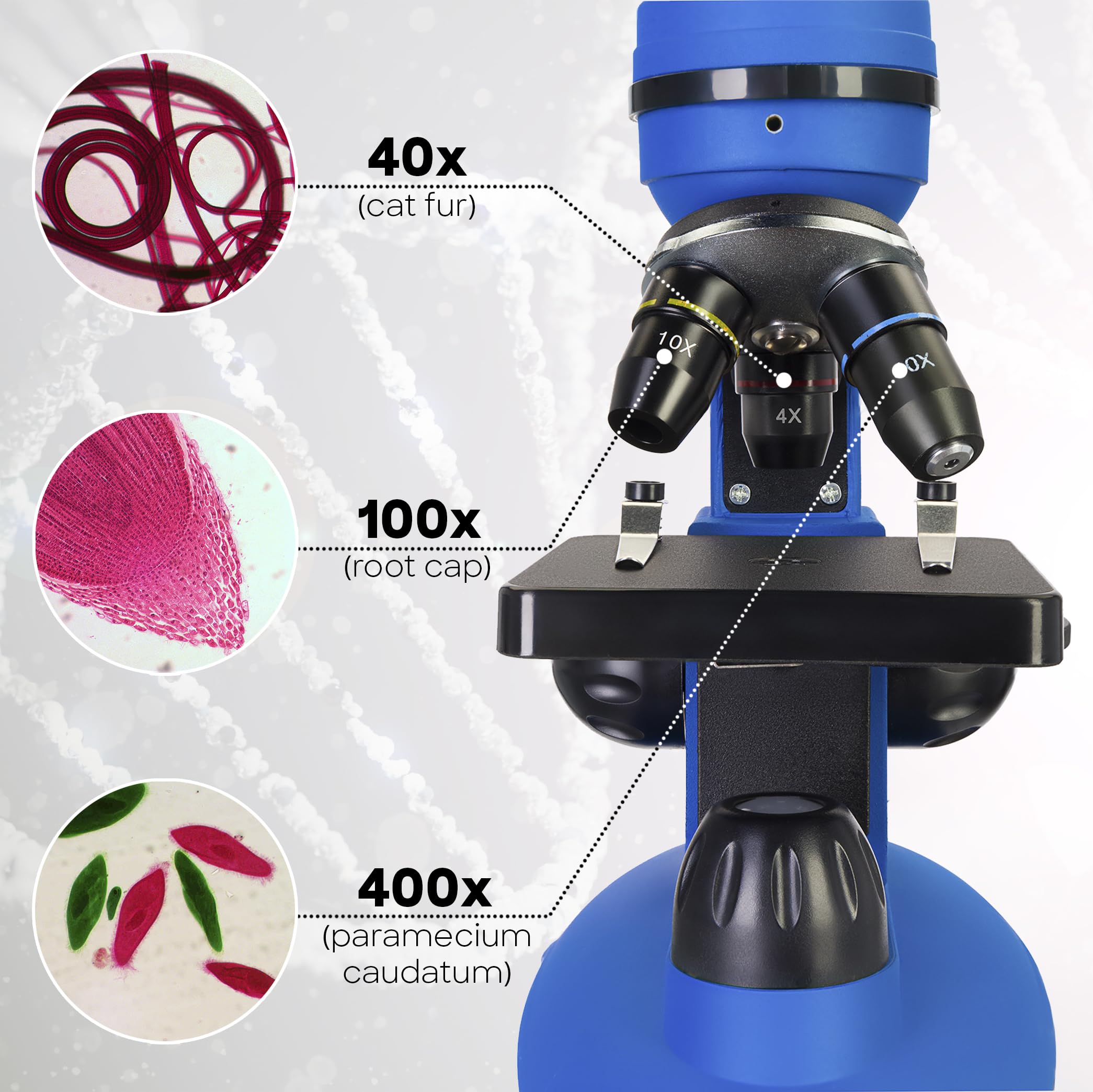 Mikroskop Edukacyjny dla Dzieci i Początkujących Discovery Nano Gravity z Kolorową Książką w Języku Polskim, Niebieski