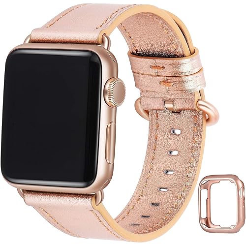 JSGJMY Leather Band Compatible with Apple Watch 38mm 40mm 41mm 42mm 44mm 45mm Women Men Strap for iWatch SE Series 7 6 5 4 3 2 1