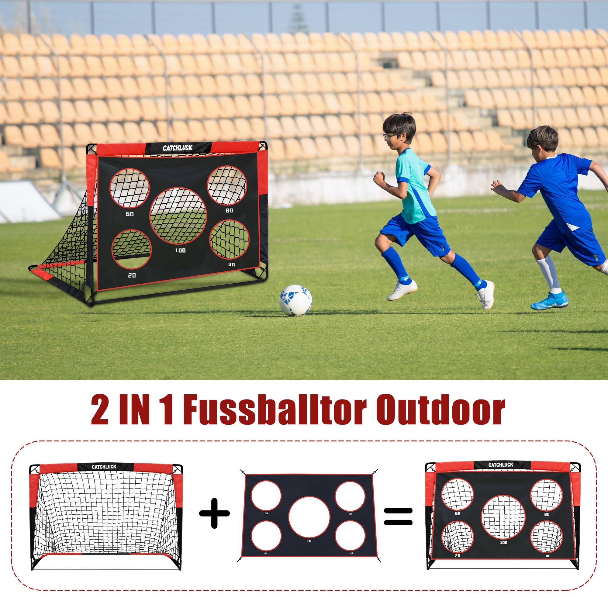 Porta Calcio 80x120 Con Pallone Porta Da Calcio Per Bambini Inside Out - Set Completo Con Rete E Pallone 80x120 Cm Gioco Sportivo Bambini - Foto 8