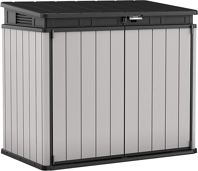 Keter 17207331 Store It Out Premier XL Outdoor Garden Storage Shed, Grey and Black, 141 x 82 x 123.5 cm