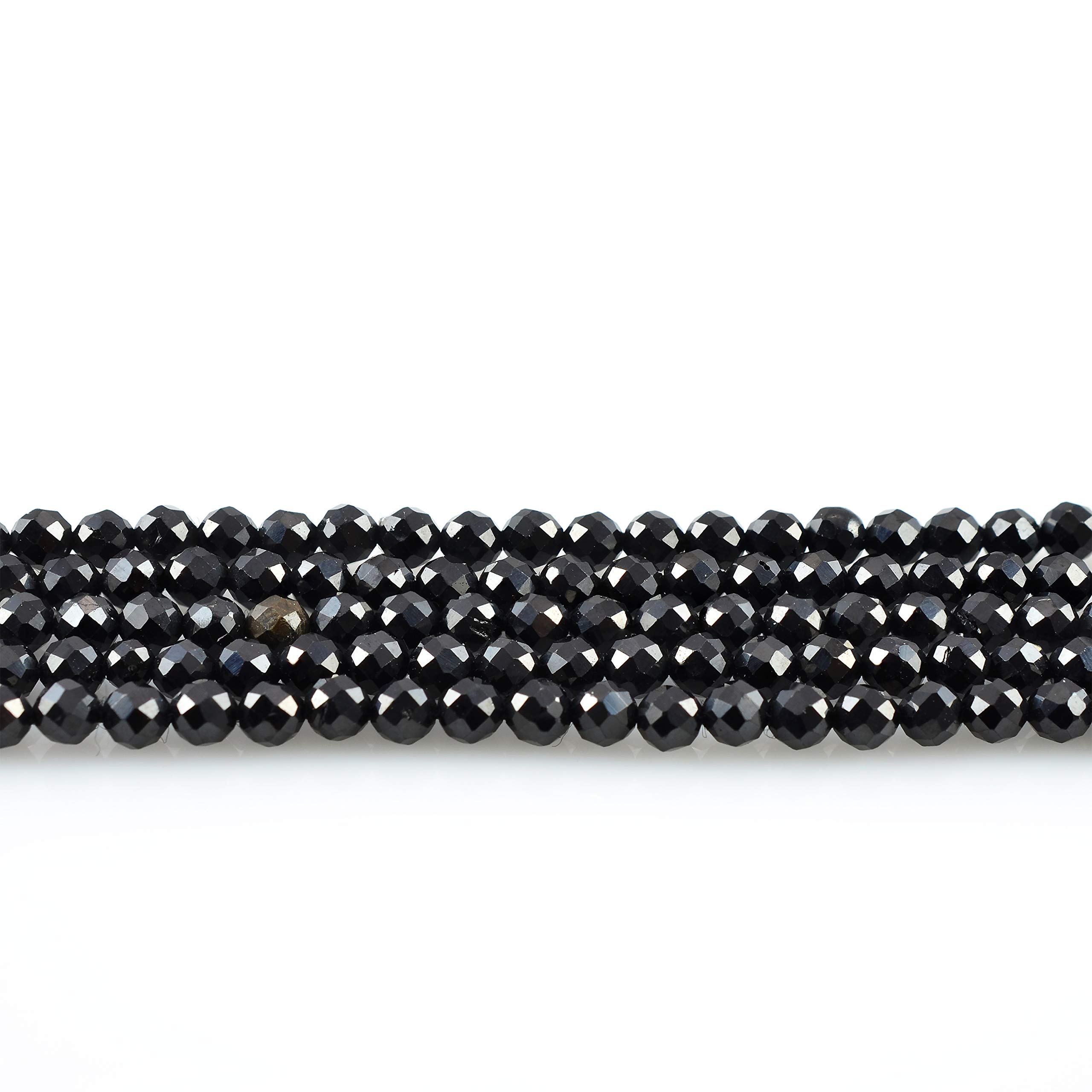 Rondelle à facettes thaïlandaise noire de 4 mm en fil de spinelle pour fabrication bijoux