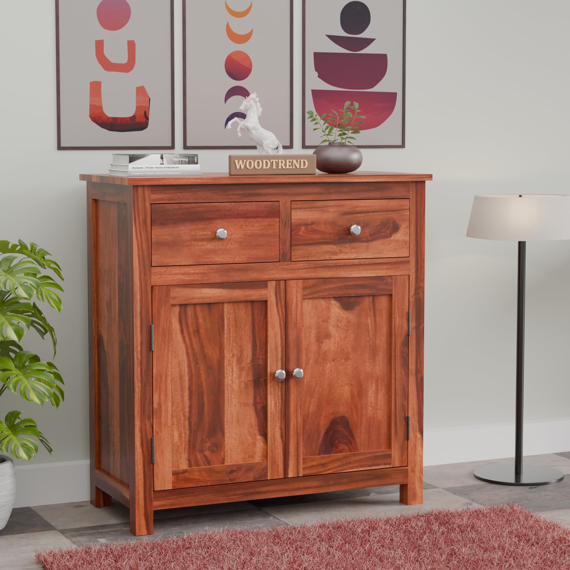 SHUBHANKAR ART Home Furniture Wood Kitchen Crockery Cabinet Glass Door Storage Cabinet Unit || Kitchen Cabinets & Sideboards (Natural Finish)-image-14