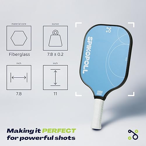 Miniatura 3 de SPI New by SPIKOPOLL - Juego de 2 palas de pickleball aprobadas por Estados Unidos, ligeras y duraderas, raquetas de pickleball de fibra de vidrio