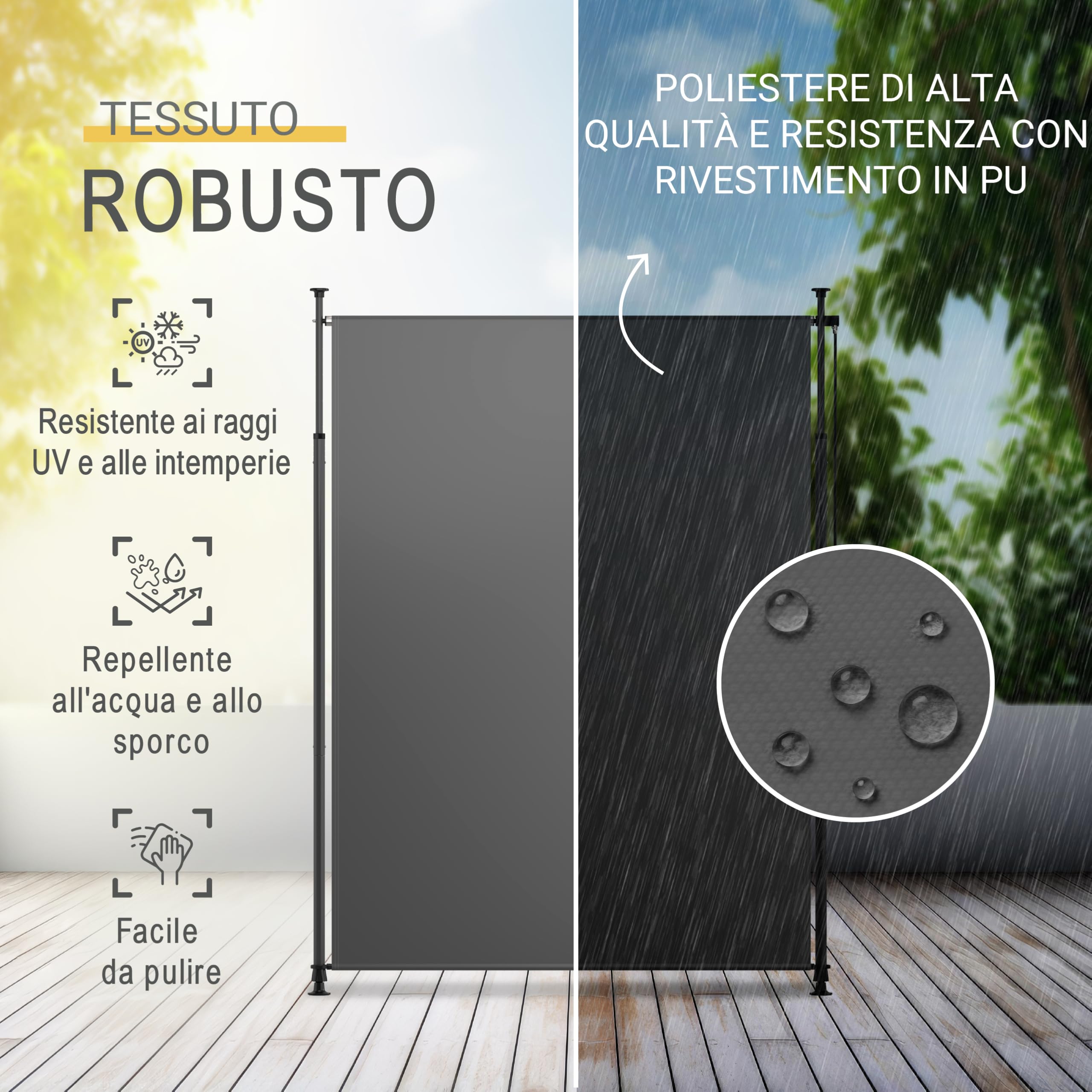 Sol Royal tenda da sole a morsetto verticale per esterni balconi senza | 200x310cm antracite con manovella privacy e protezione solare per forare caduta balcone KM5