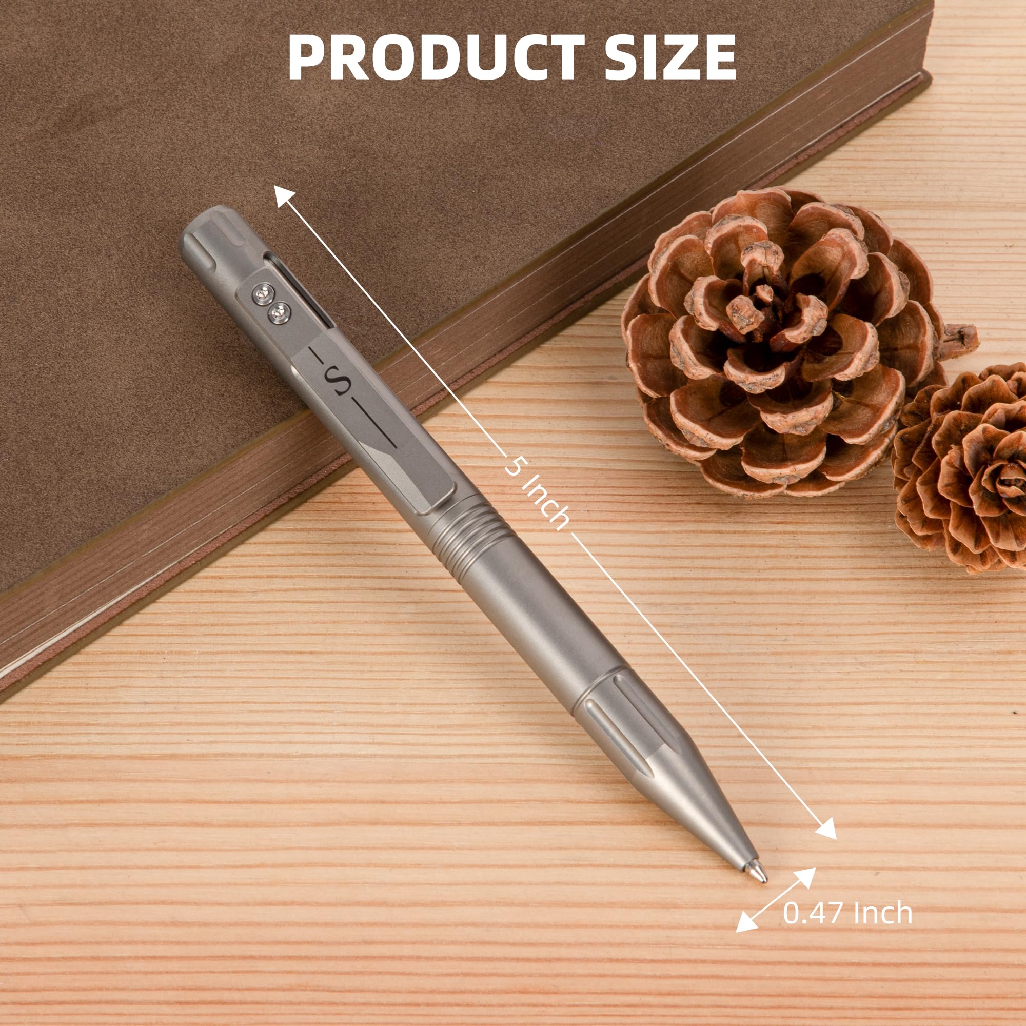 SMOOTHERPRO Titanium Bolt Action Pen, Sandblasted Silver - Image 2