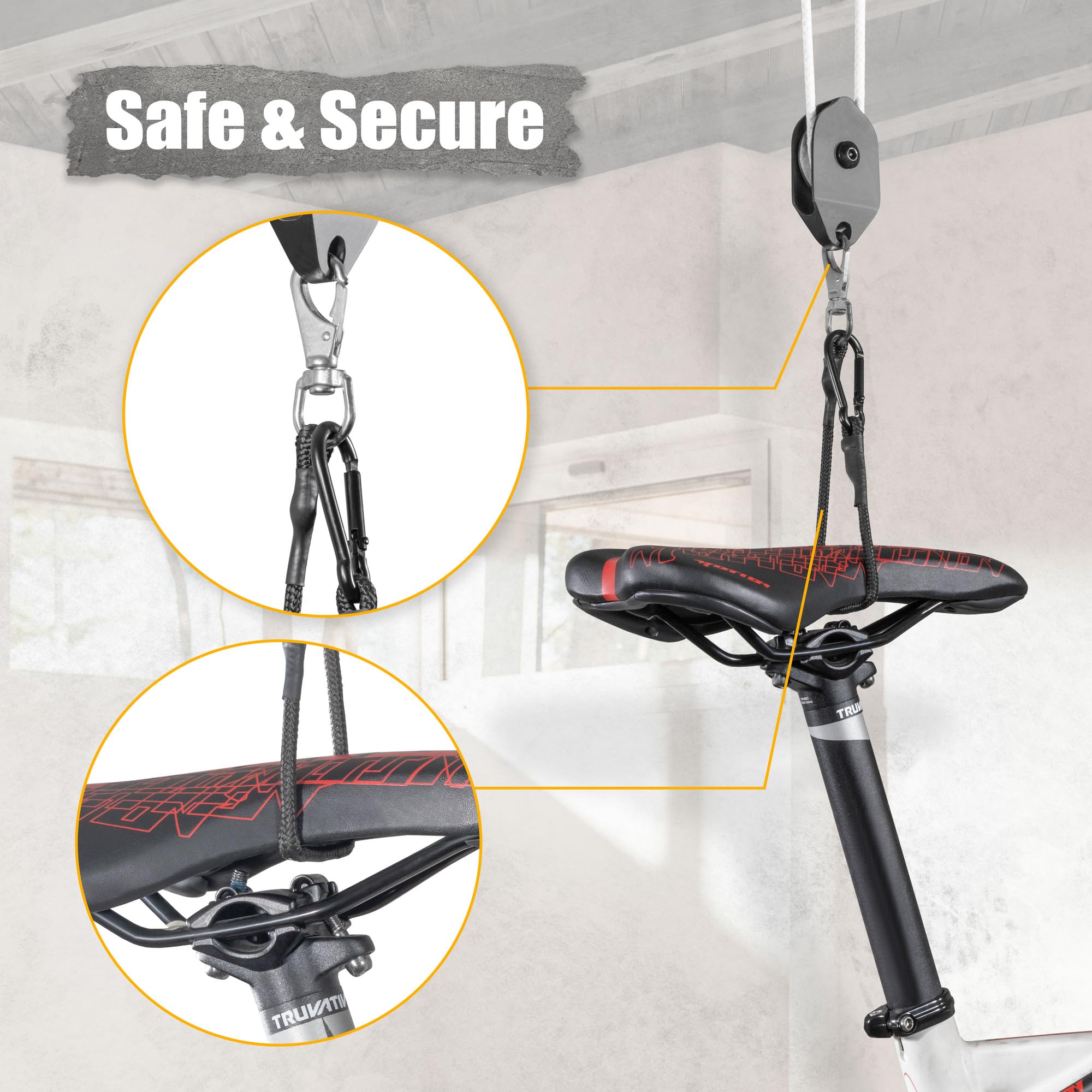 Snapklik.com : Ceiling-Mounted Bike Hoist Rack - Secure Bike Storage ...