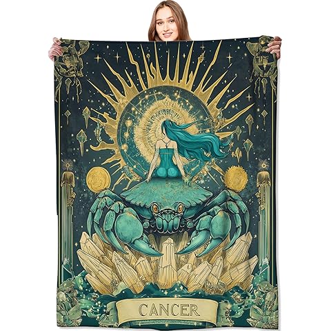 Cancer Zodiac Blanket Constellation Crab Throw Blankets,Gifts for Kids Woman Adult ...