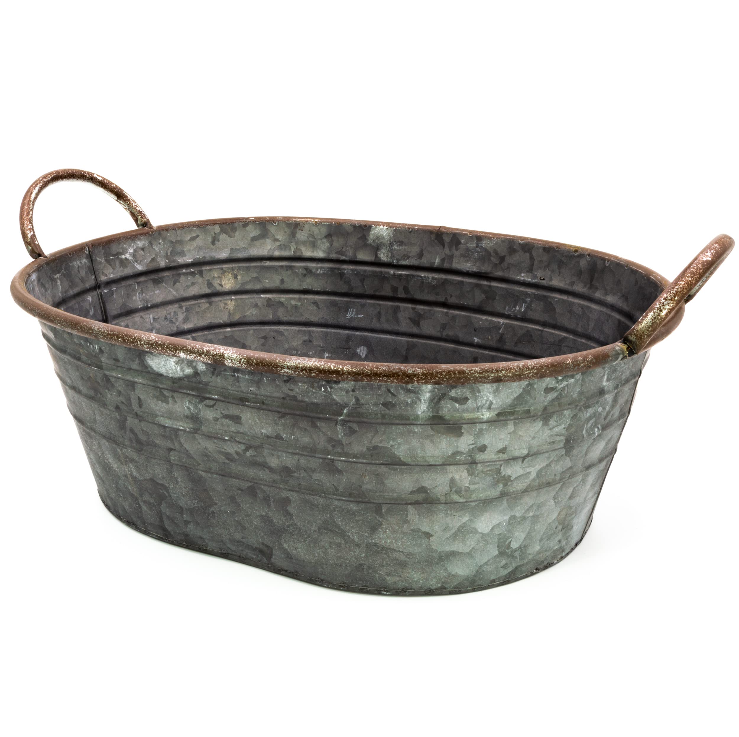 Vasca zincata – Ciotola per piantare – Decorazione da giardino per esterni – Decorazione per matrimoni – Vaso da fiori – Grande fioriera (44 cm)