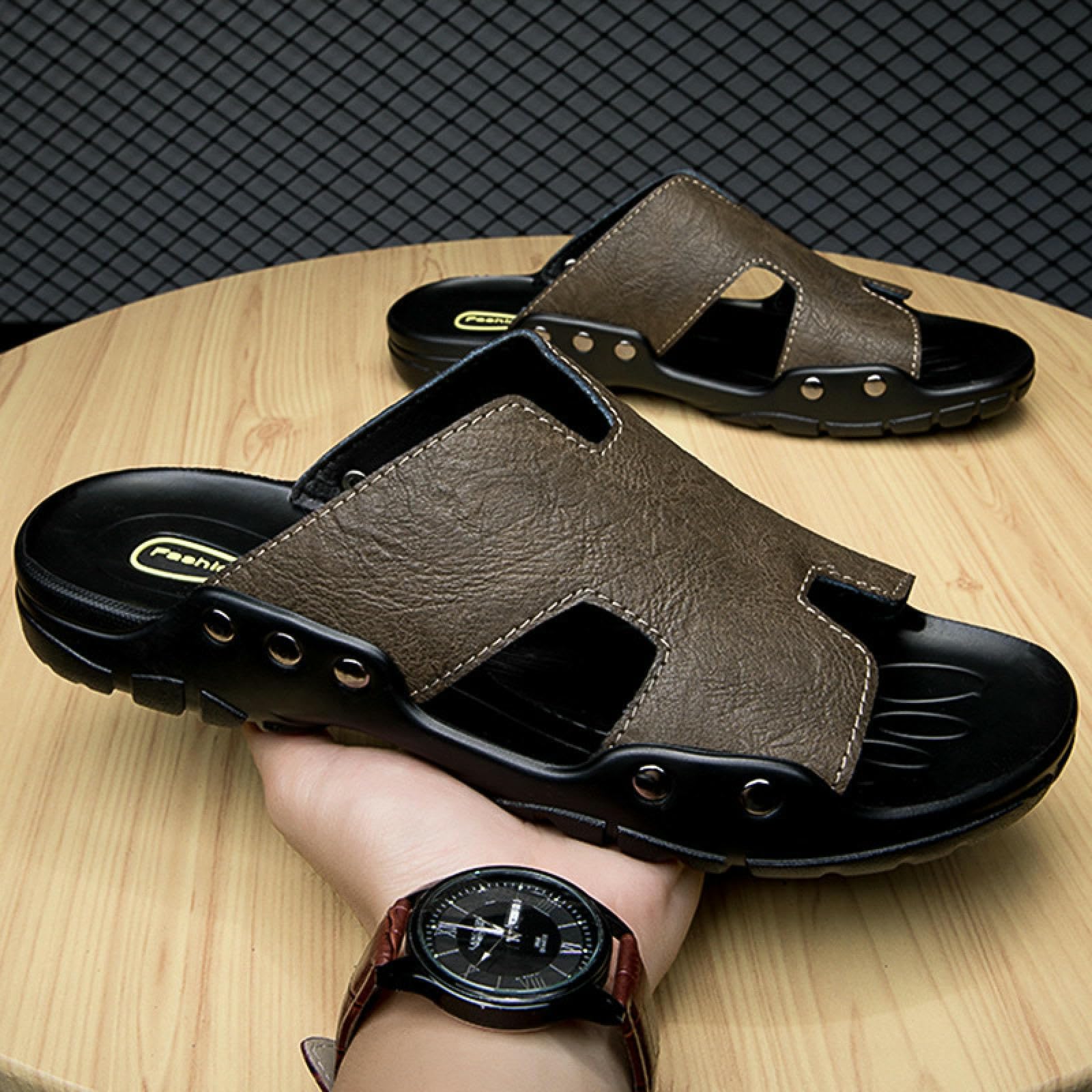 Pantuflas Sandalias De Verano Talla Grande para Hombre, Chanclas -negro-50