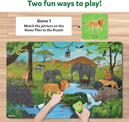 Miniatura 4 de Skillmatics Rompecabezas de suelo y juego - Piece & Play animales salvajes, rompecabezas y rompecabezas para niños pequeños, juguete educativo,