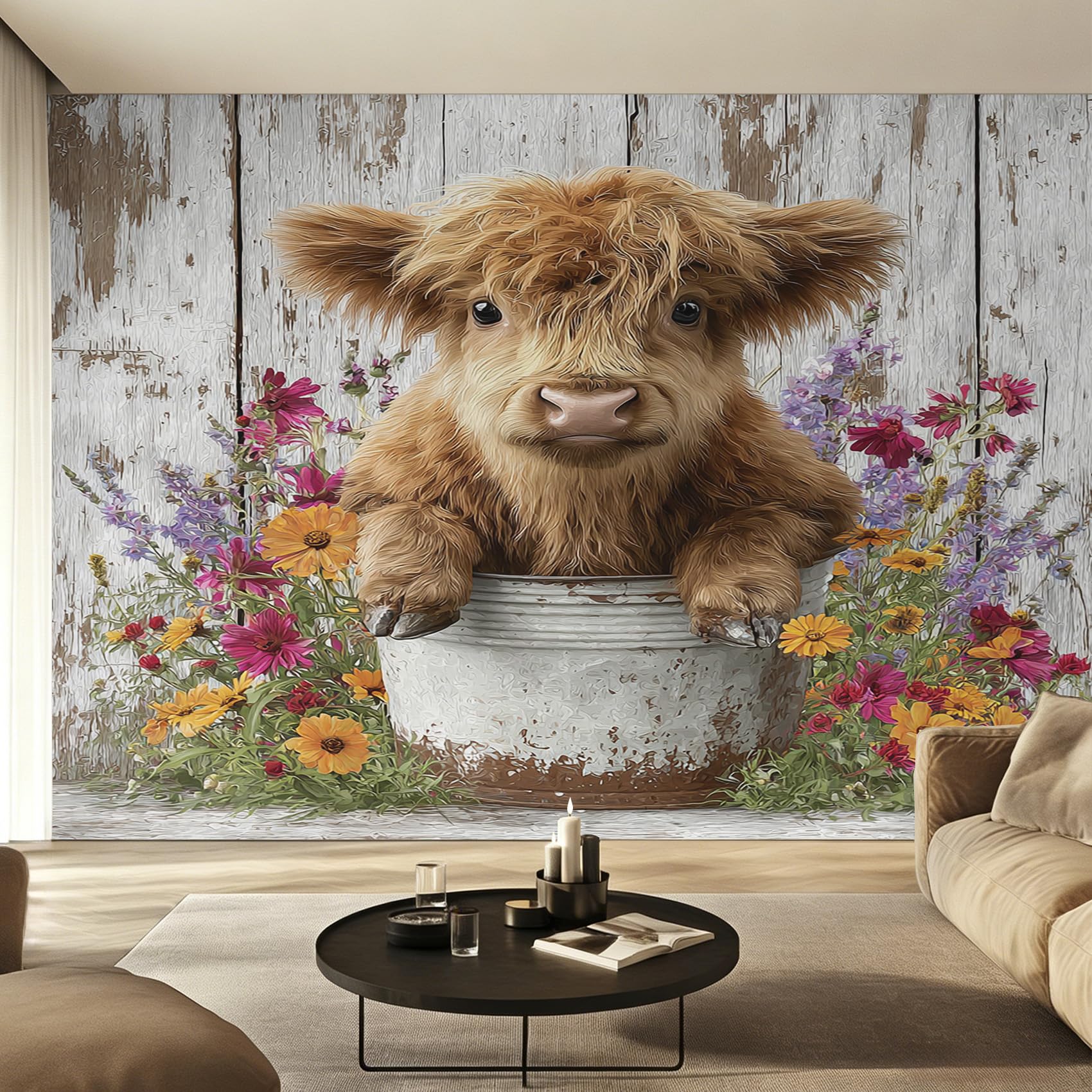 Papier peint vache des Highlands panoramique intissé salon 400x280 cm