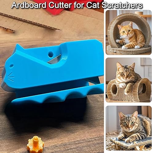Cutter for Cat Scratchers,3D Printed Kitten Shaped Cutter Cardboard Handheld Cardboard Cutter Tool, DIY Cat Scratchers Cardboard Strip Tool, Cardboard Cutting Machine for Cat Lovers