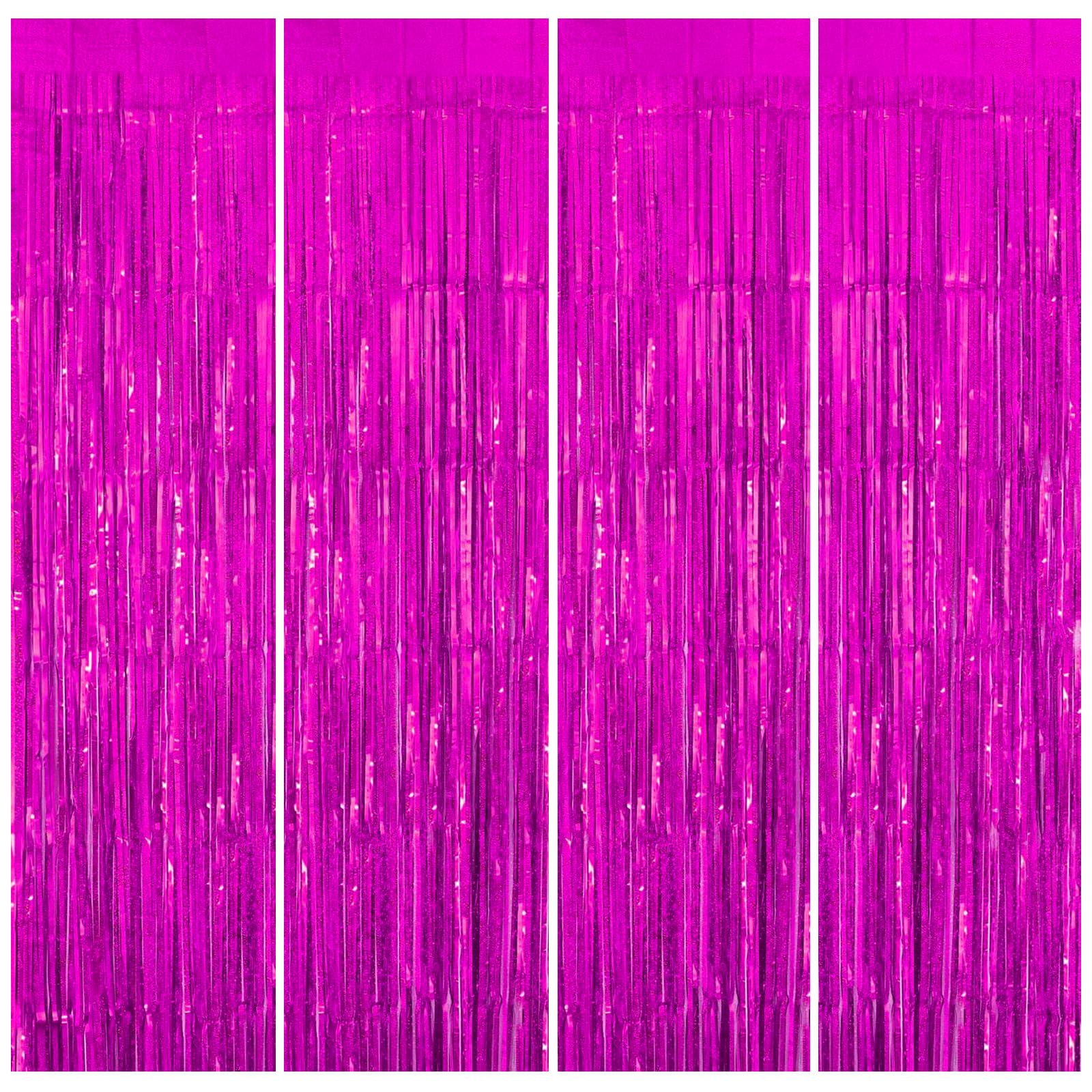 4PCS Tinsel Foil Fringe Curtain, Rose Red Laser Glitter Party Curtain, Tinsel Curtains For Party Decorations, Birthday Decoration, Graduation, Proposal,Baby Shower Wedding Holiday Backdrop Decoration