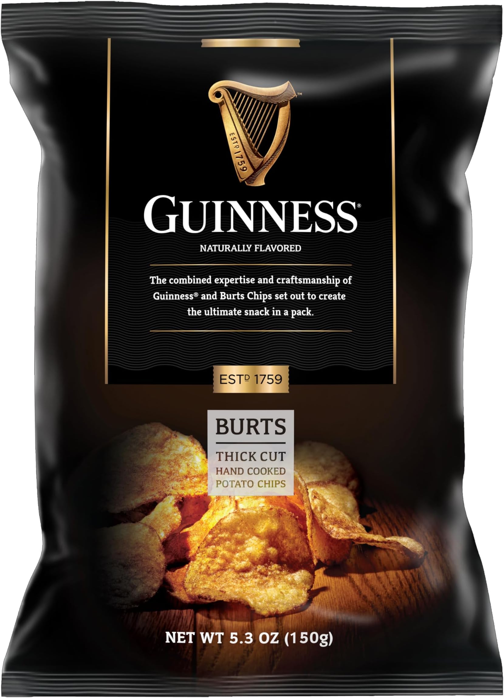 Burt's Guinness Original Thick Cut Potato Chips, 5.3 Ounce