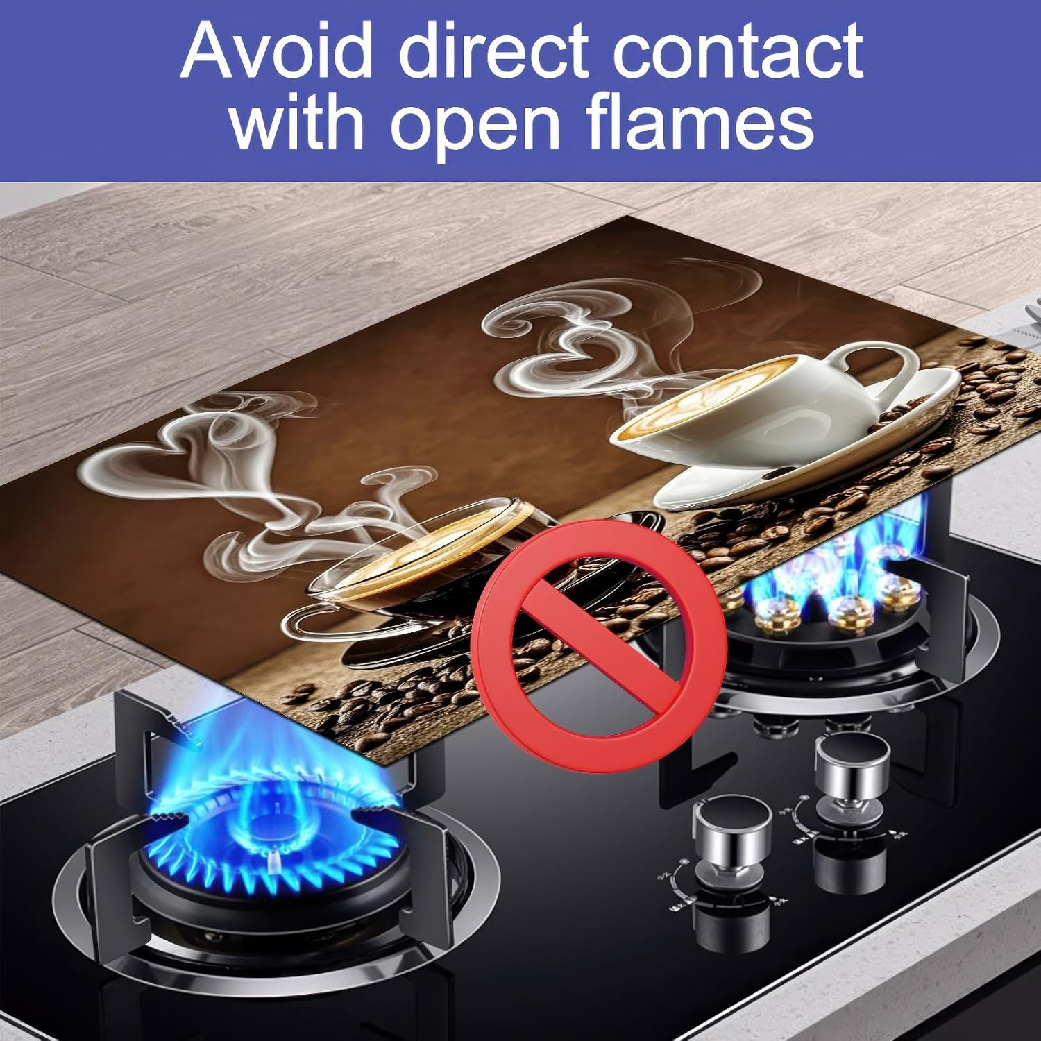 HOMETITUTE Stove Top Covers for Electric 28 x 20 inches Coffee Bar Mats Kitchen Decorations Pad for Coffee Maker Machine Stove Top Cover Utensils Countertops Sinks
