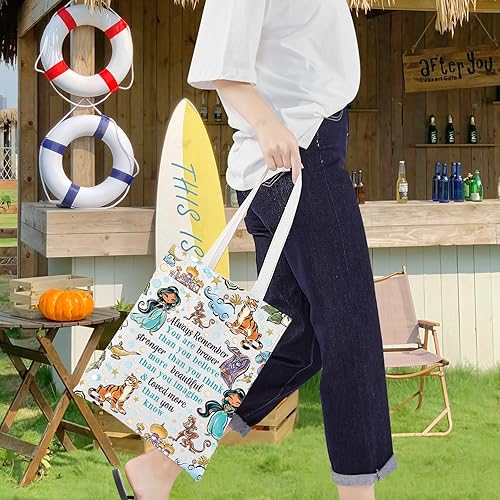 Miniatura 7 de LEVLO Jasmine Princess - Bolsa de maquillaje cosmética para fanáticos del jazmín, regalo con texto en inglés "You Are Braver Stronger Smarter Than