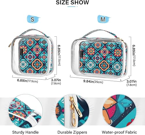 Miniatura 4 de Colorful Mandala Boho Clear Toiletry Bag for Traveling,2 Pack Makeup Cosmetic Bag with Zipper,Travel Bag for Toiletries,Travel Essentials 21215033