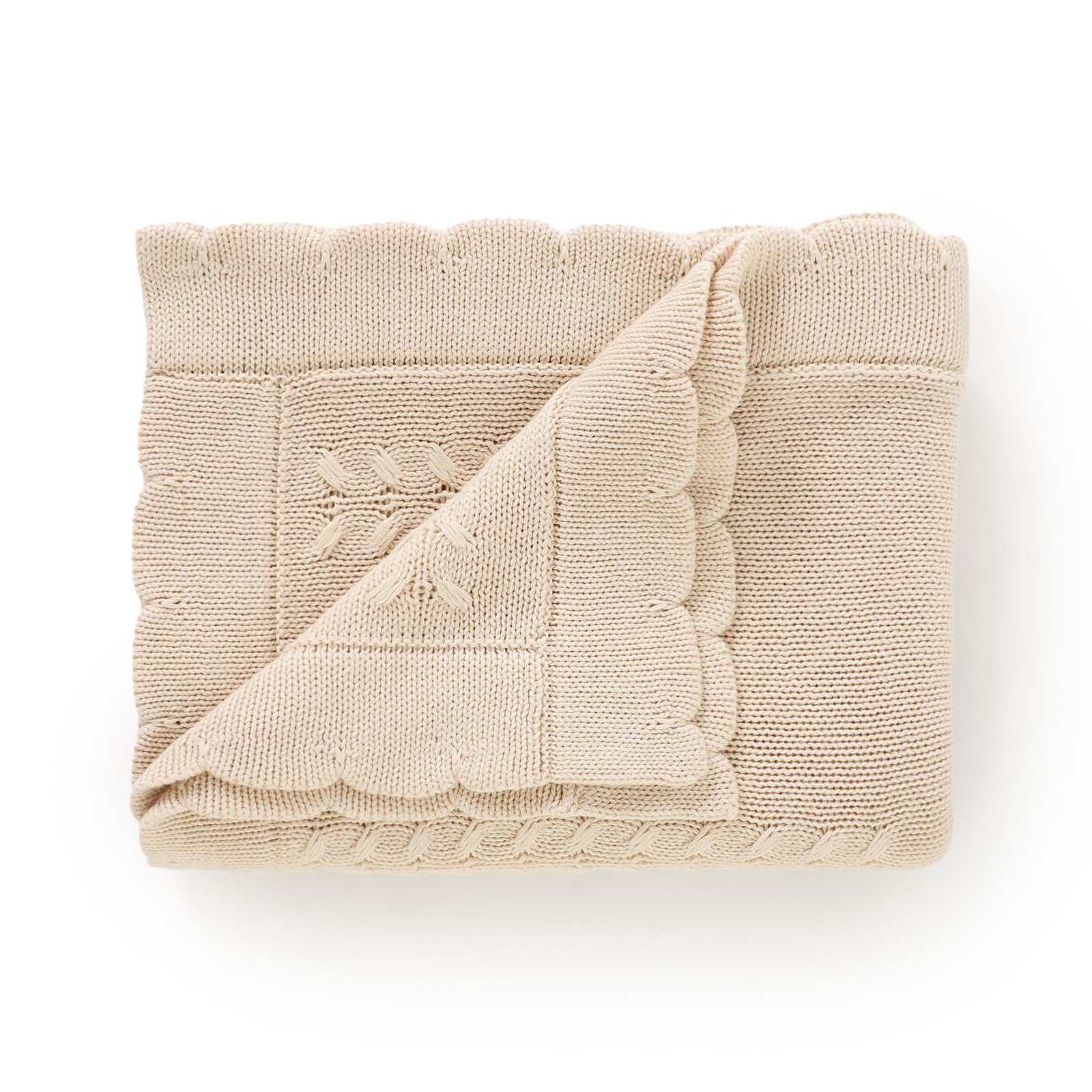 DovFanny Cotton Crochet Knitted Baby Blanket Soft Swaddling Blanket for Newborn Infant Boys & Girls, Fits Cot, Crib, Moses Basket, Pram