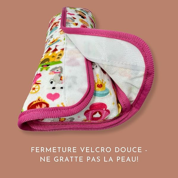 HECKBO Dino oreiller de voiture pour enfants - lavable en machine - doudou doux - oreiller de ceinture de voiture de haute qualité, housse de ceinture (Princesse) - 5