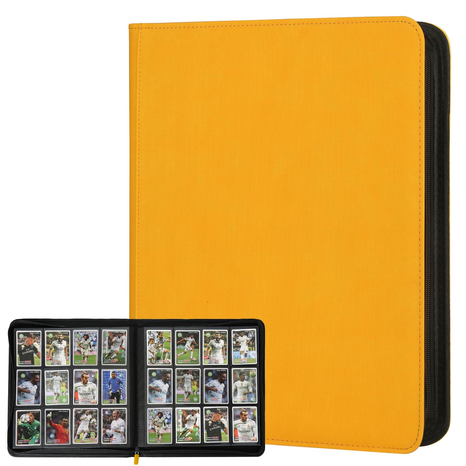 Trading Card Binder 12 Pocket, GERMUN PU Cover Card Binder for 720 Cards, Premium Trading Card Holder Folders, Double Sided Pocket Card Album for MTG, TCG (Yellow)