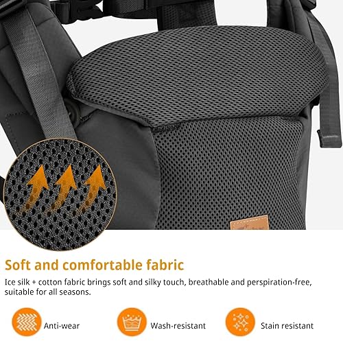 Miniatura 6 de CUBY Portabebés para recién nacidos hasta niños pequeños, transpirable con soporte ajustable para el cuello, portabebés manos libres para niños