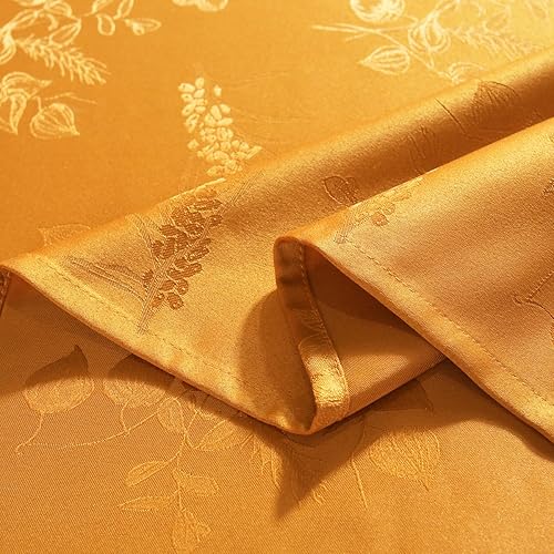 Miniatura 5 de SASTYBALE Manteles de Acción de Gracias para mesas rectangulares de 60 x 84 pulgadas, mantel de otoño jacquard ámbar, fundas de mesa de poliéster