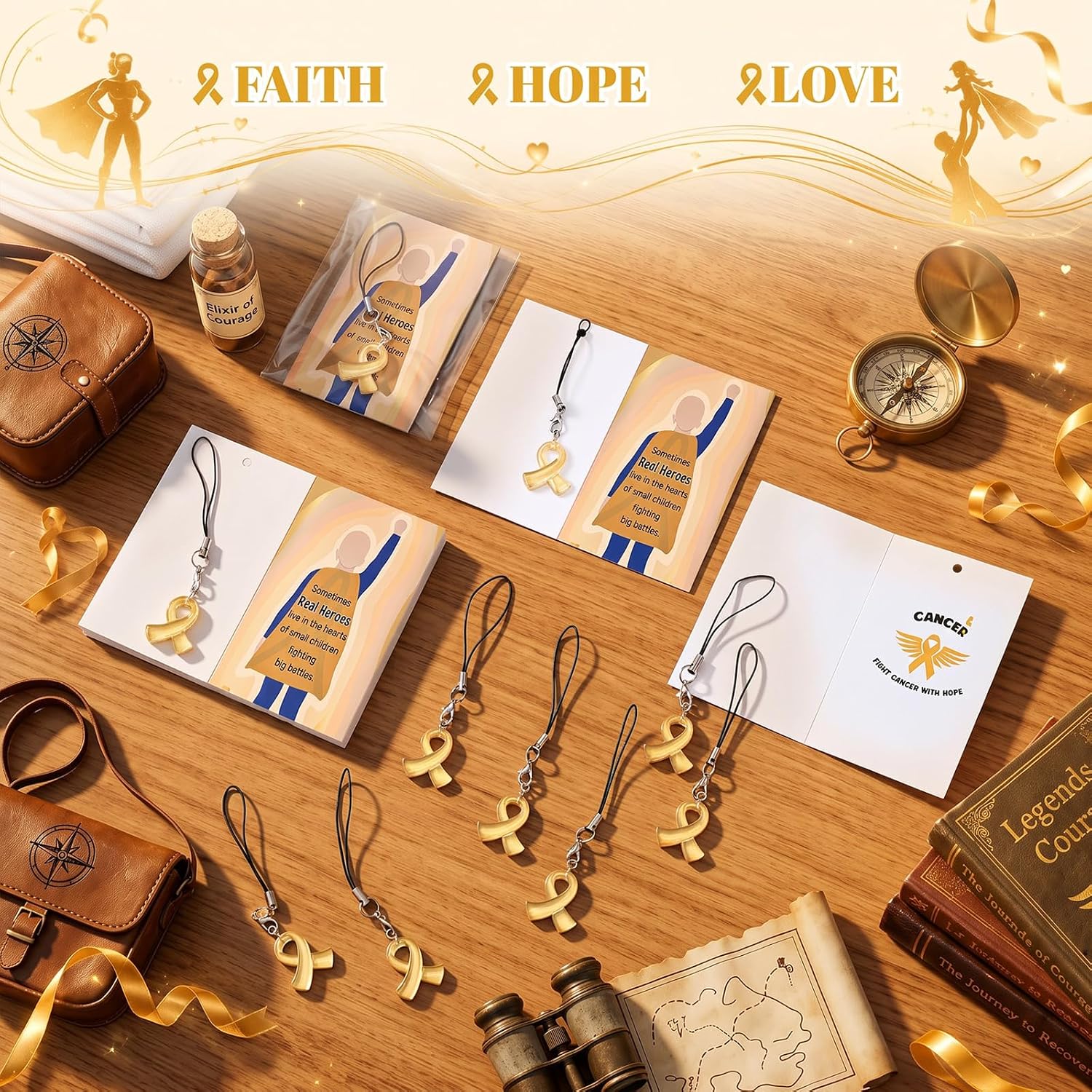 Ecation 100 Set Childhood Cancer Awareness Items Keychains
