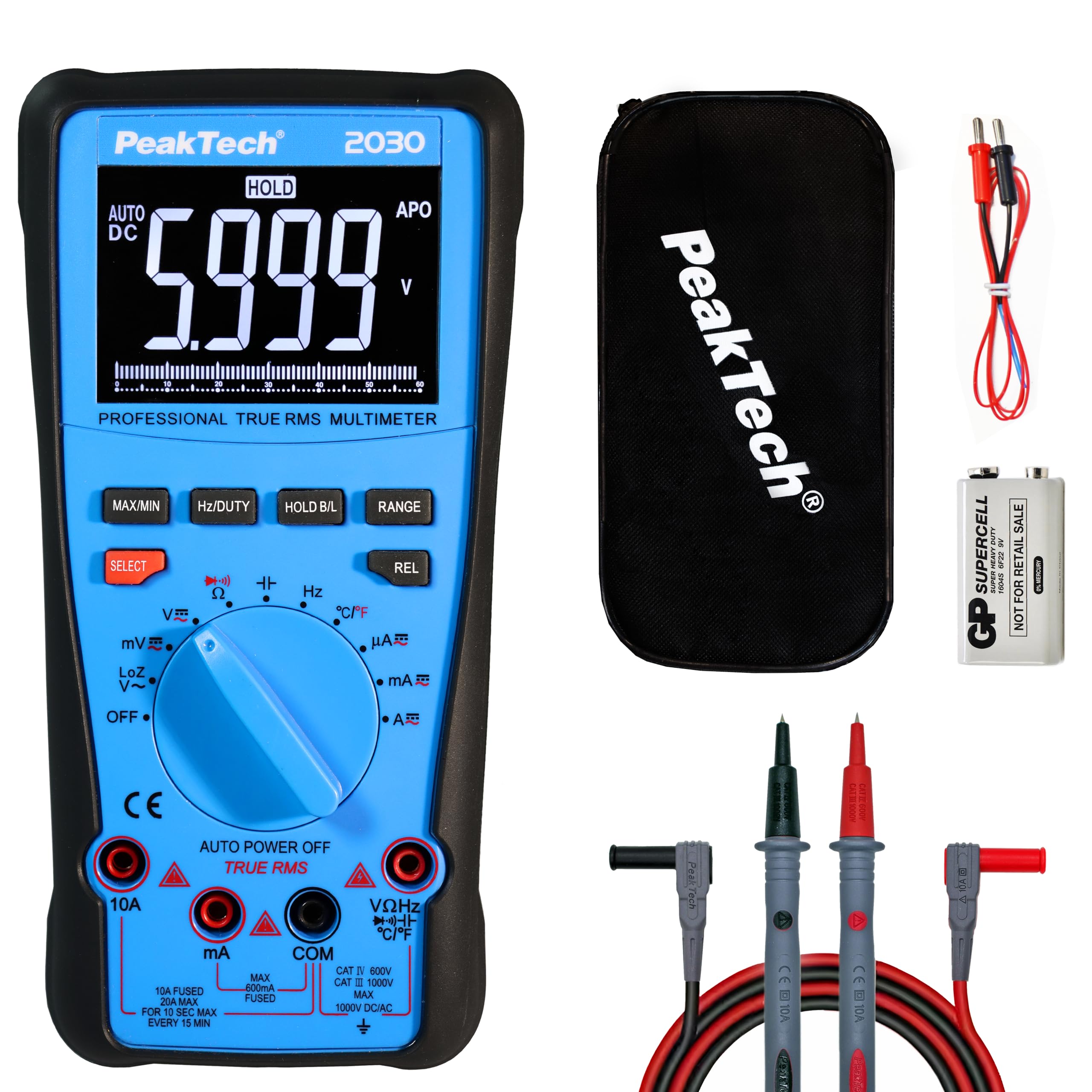 PeakTech, 2030, Multímetro digital True RMS 1000 V 6.000 recuentos