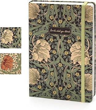 A5 Notebook, Blank,With Fabric Cover, Retro Gold Foil Hardcover Journal With Writing Guide, 212 Pages 80gsm Paper, Diary For Office, School & Gift, White Floral Cover