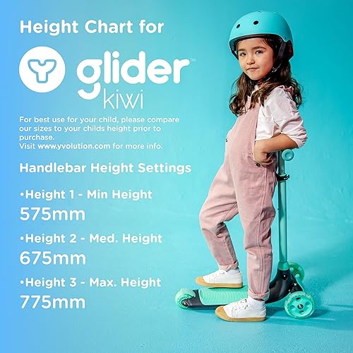 Miniatura 8 de Yvolution Y Glider Air Scooter para niños, scooter de 3 ruedas para niños de 4 niveles de altura ajustable con patines, inclinado para dirigir con