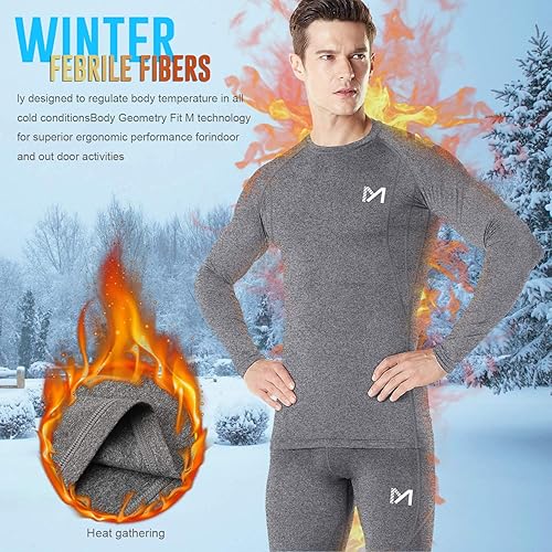 Miniatura 2 de MEETYOO Ropa interior térmica para hombre, capa base para hombre, 2 juegos largos forrados con capa base de engranajes de caza