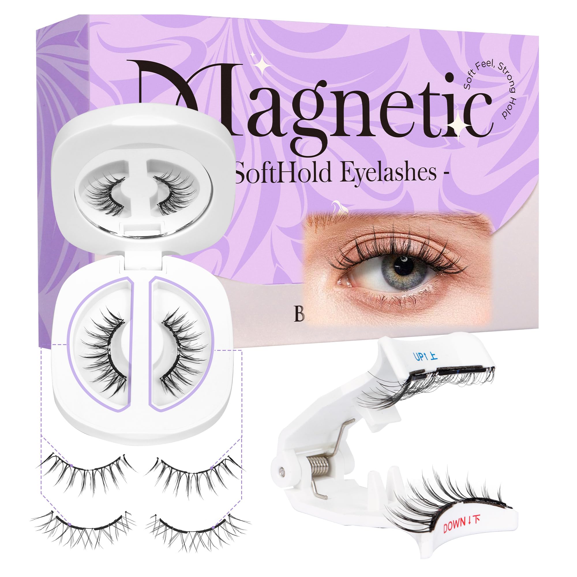 BEYELIAN Soft Magnetic Eyelashes, Reusable Magnetic Lashes with Applicator Natural Look No Glue Needed Comfortable & Secure Fit for All-Day Wear (1