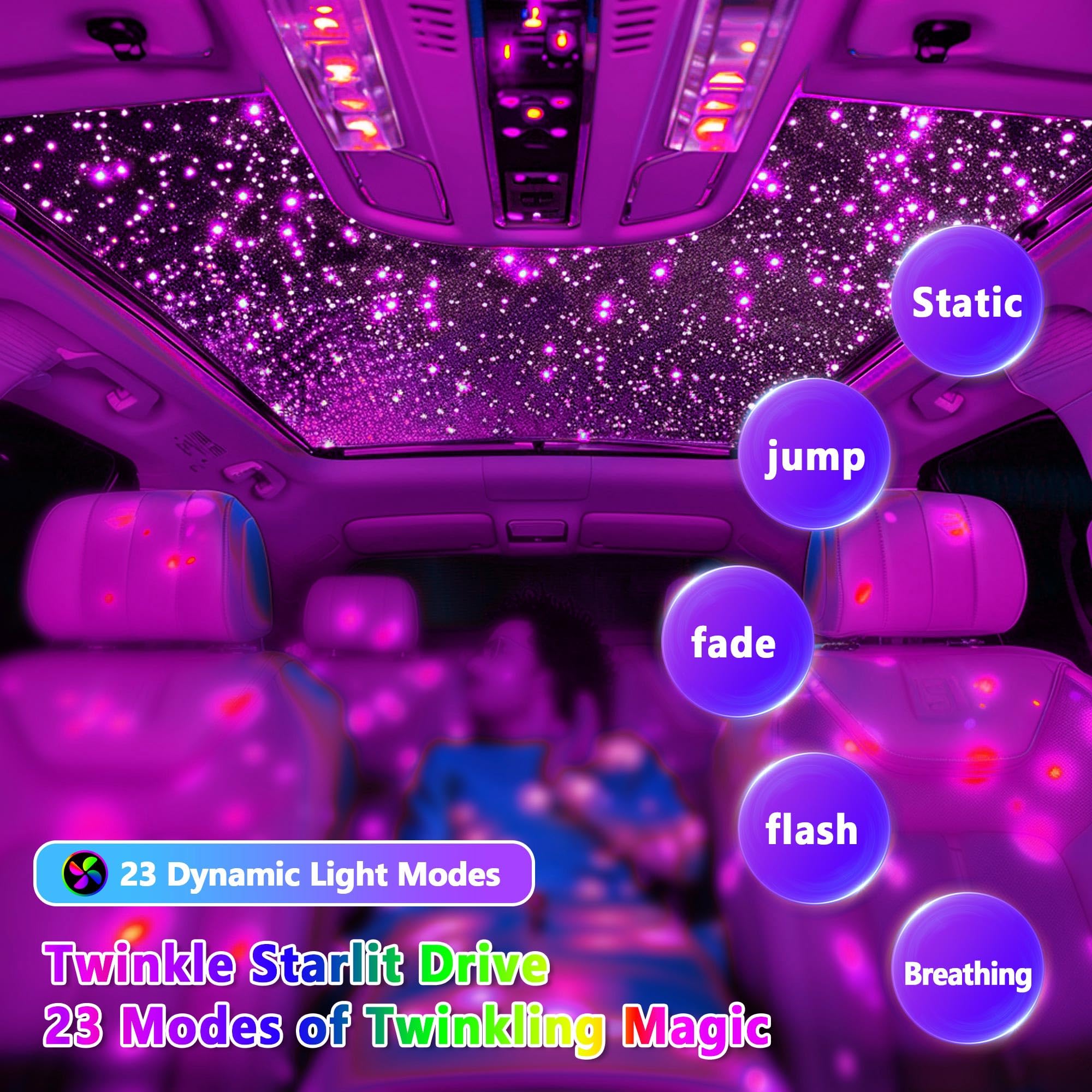 Star Lights for Car Headliner - 16 Color DIY Fiber Optic Ceiling Lighting Kit with Remote VASTFIRE