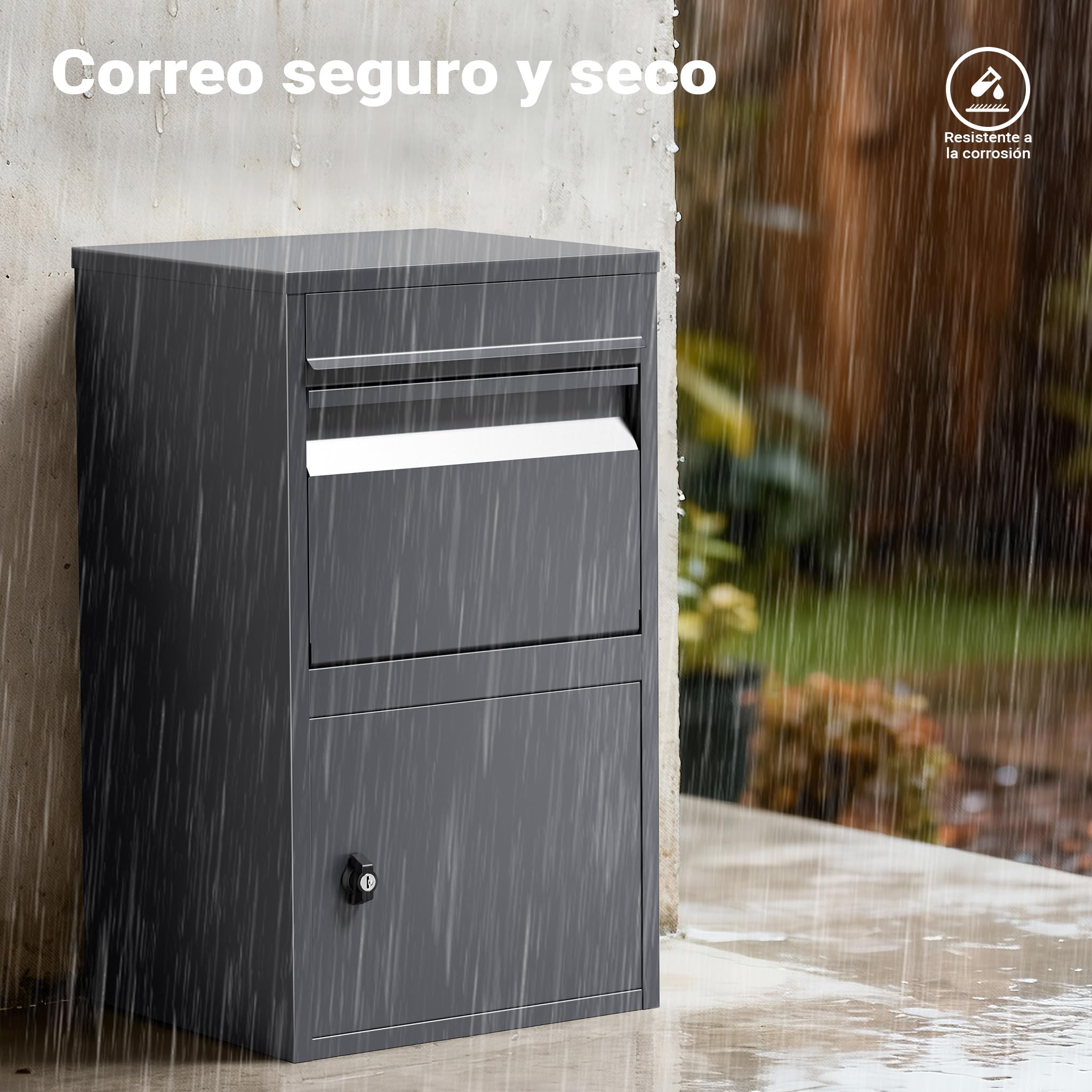 Wiltec Buzón para Paquetes Antracita 410 x 385 x 720 mm, buzón para Paquetes doméstico, recepción privada de Paquetes y Paquetes pequeños, buzón de Acero